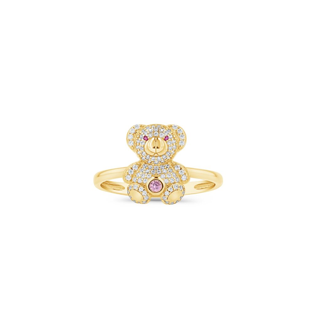 14K Gold Pavé Bear Ring