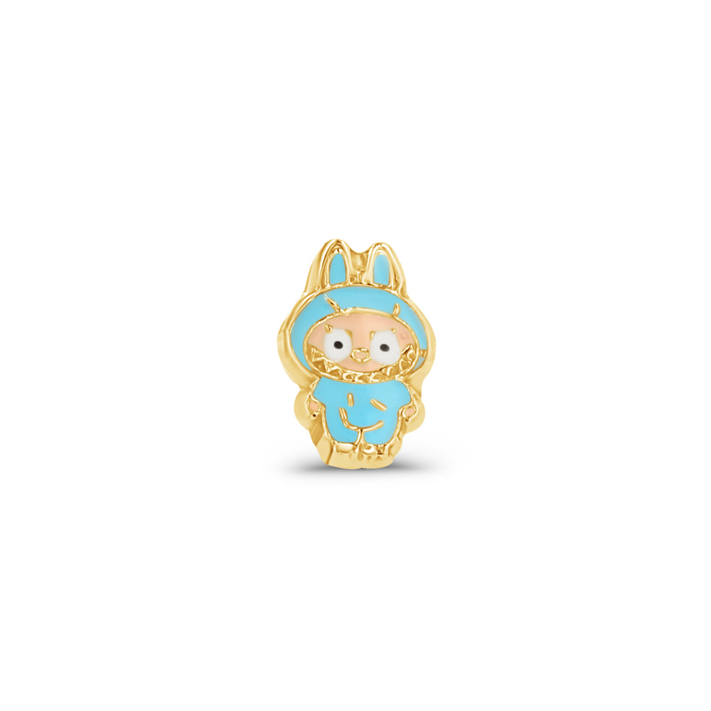 14K Gold Labubu Earrings Light Blue