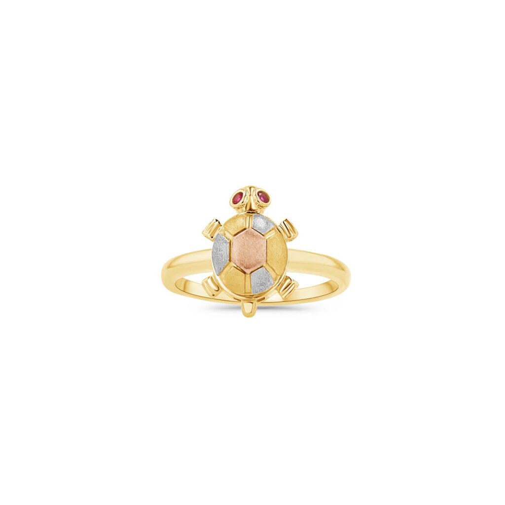 14K Tri-Colored Turtle Ring