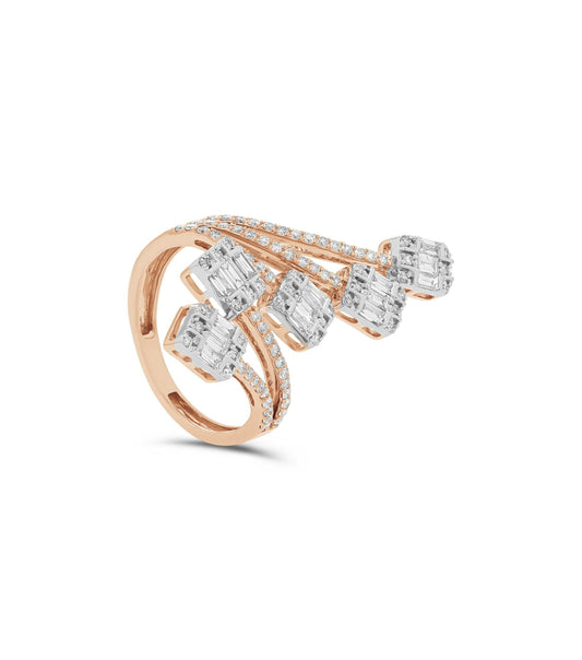 Anillo de cóctel de diamantes en oro rosa