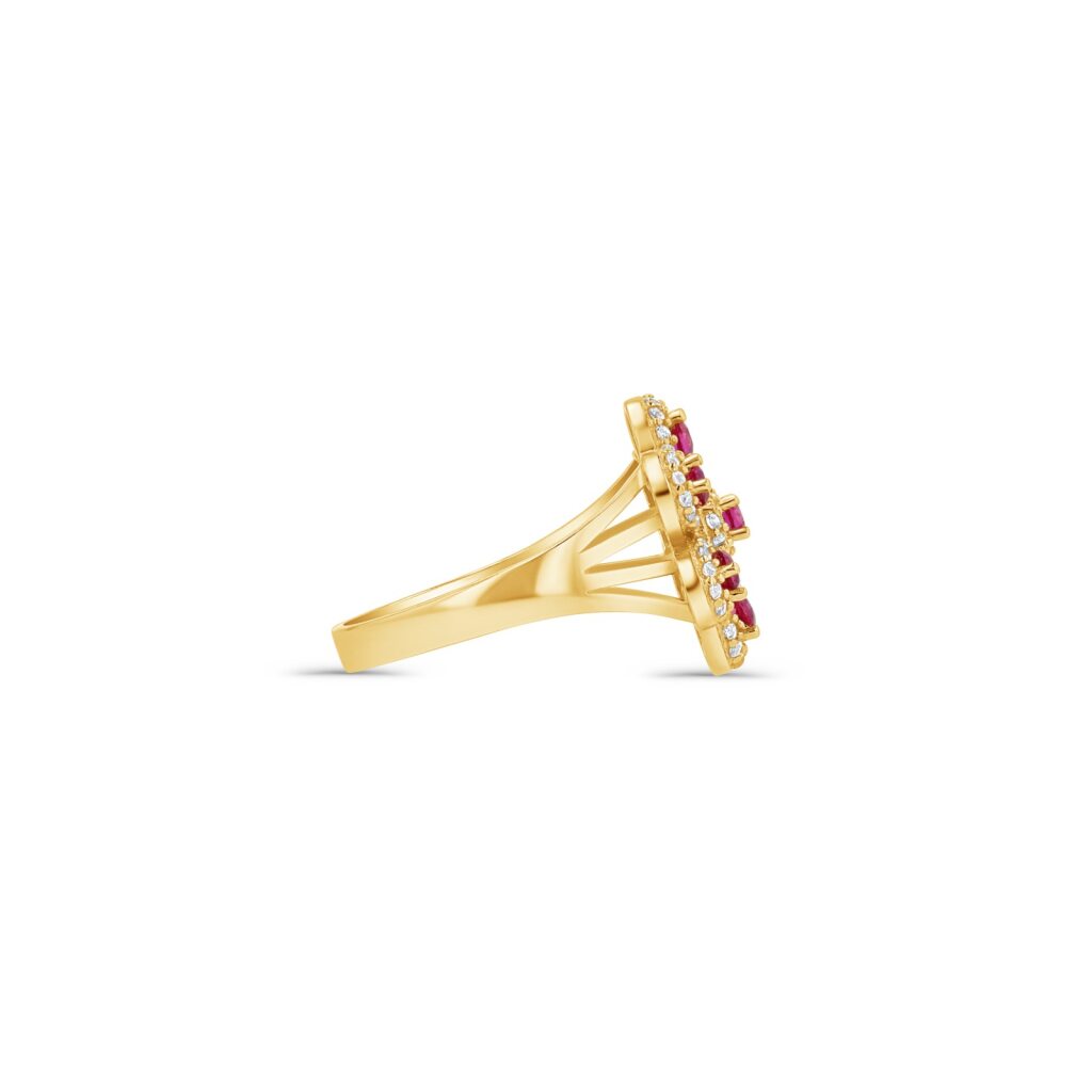 14K Gold Halo Flower Ring