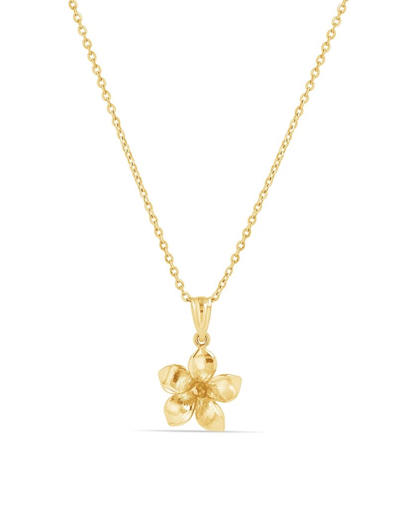 14K Gold Hibiscus Flower Pendant