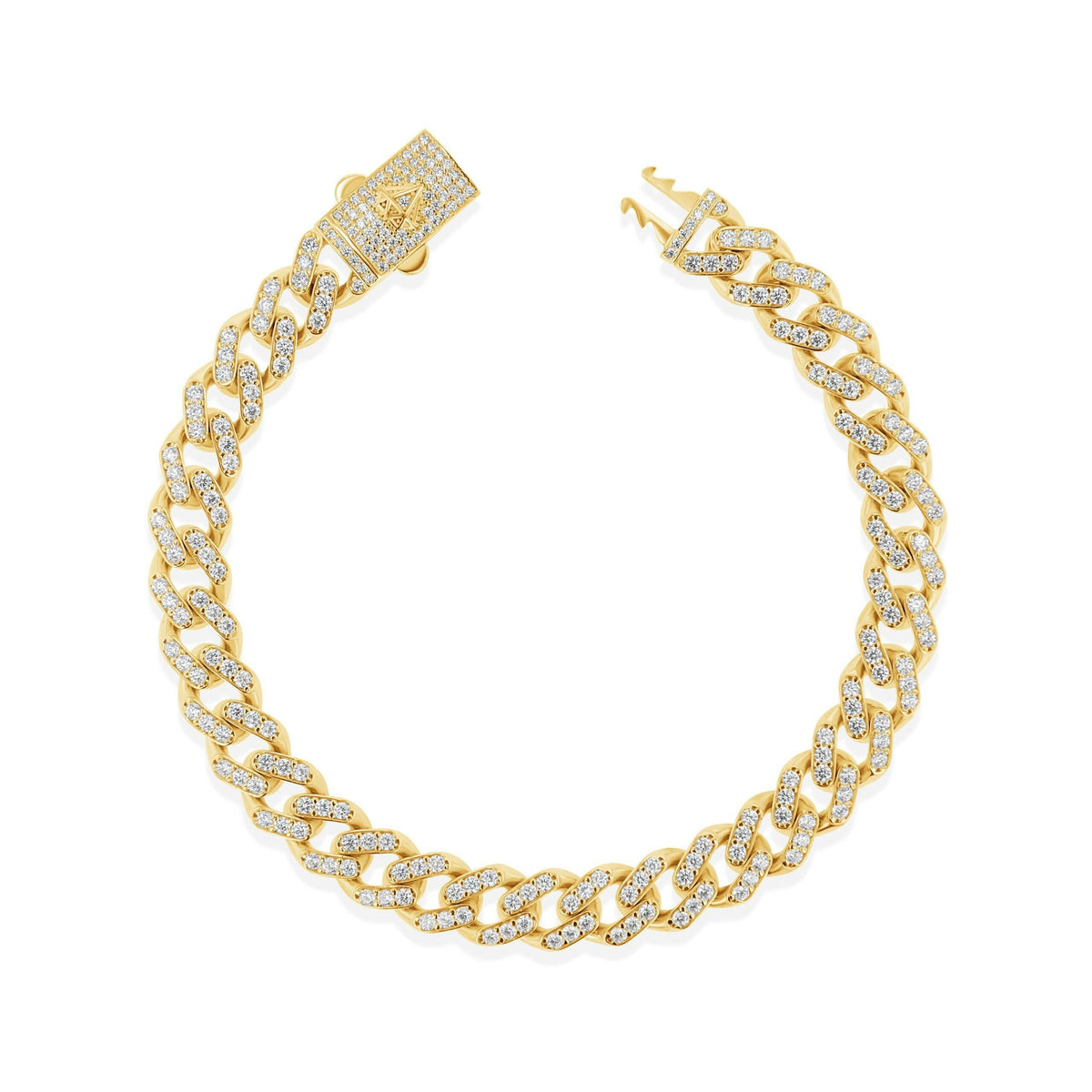 Brazalete de cadena cubana con pavé de diamantes – 8,5 mm