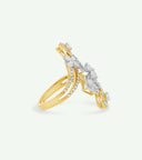 Anillo de cóctel de diamantes con flor y baguette