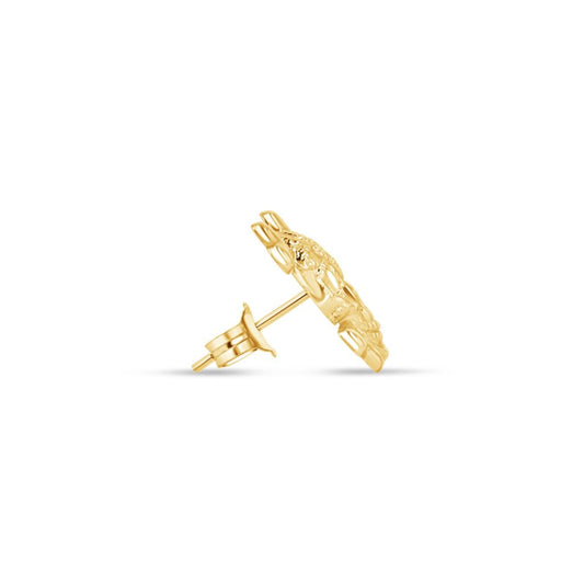 10K Gold Skull & Bones Stud Earrings