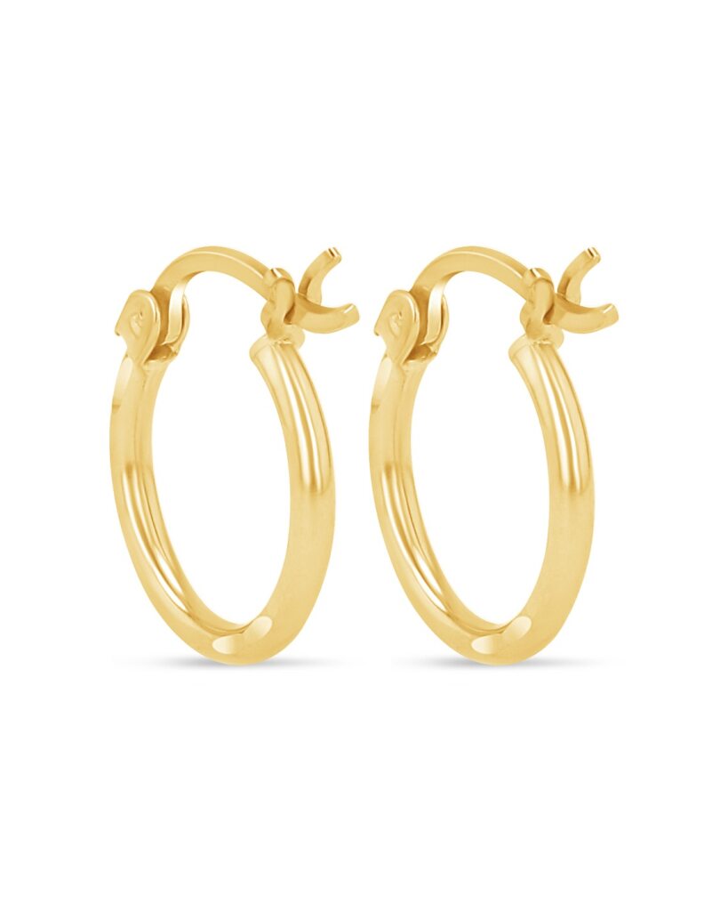 10K Gold Smooth Cut Hoop Earrings