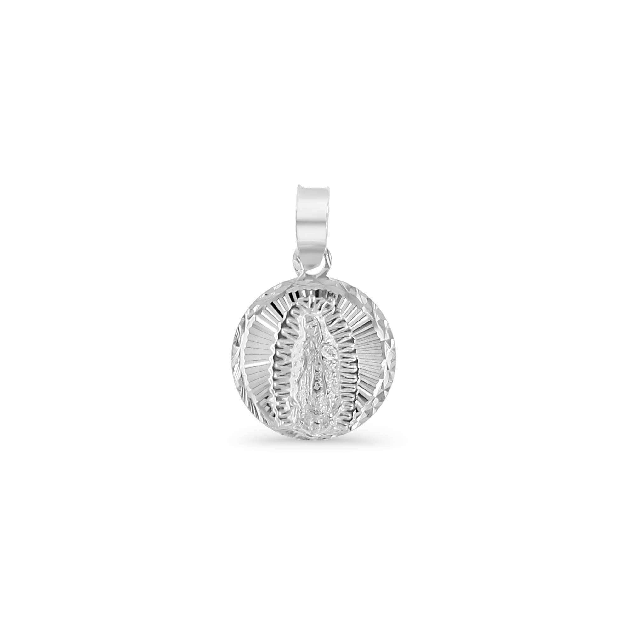 .925 Silver Faceted Virgin Mary Our Lady of Guadalupe Medal Pendant [1.2g].