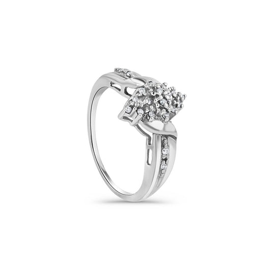 14K White Gold Floral Marquise Cocktail Ring