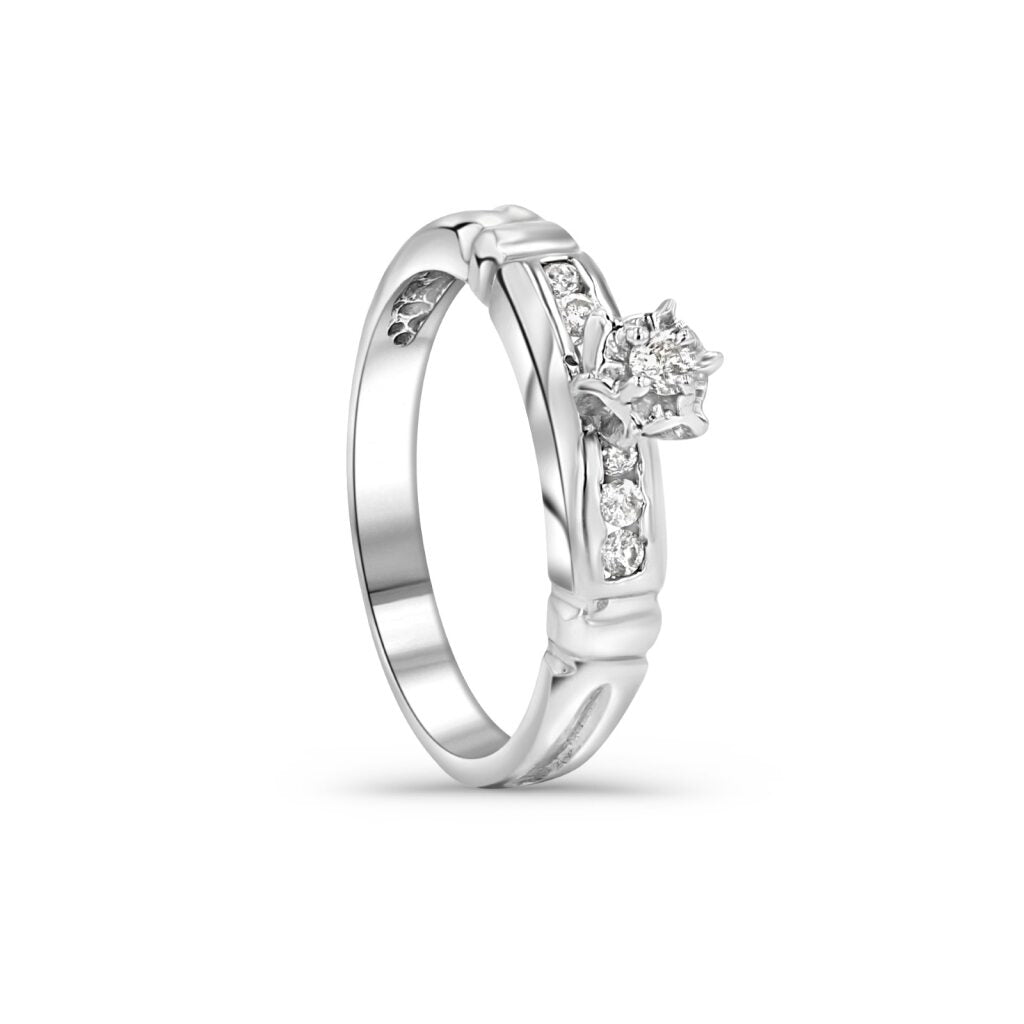 14K White Gold Antique Style Channel Engagement Ring