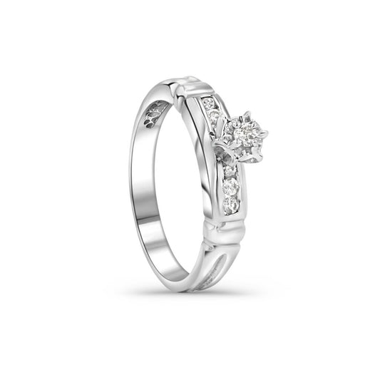 14K White Gold Antique Style Channel Engagement Ring