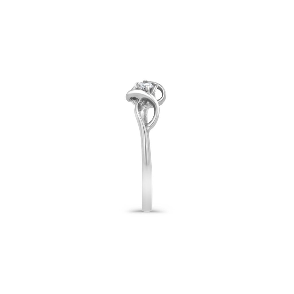 14K White Gold Intertwining Solitaire Ring