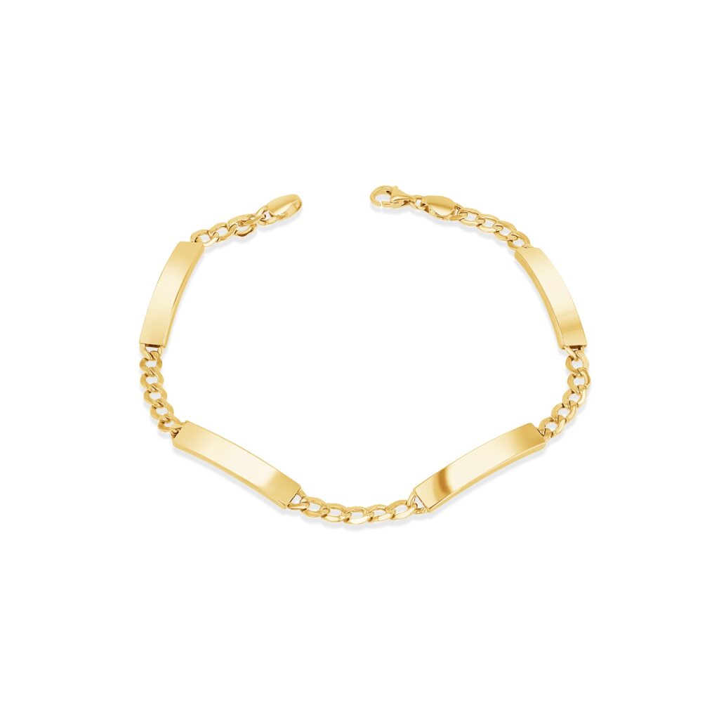 14K Gold Curb 4-Plaque Bracelet