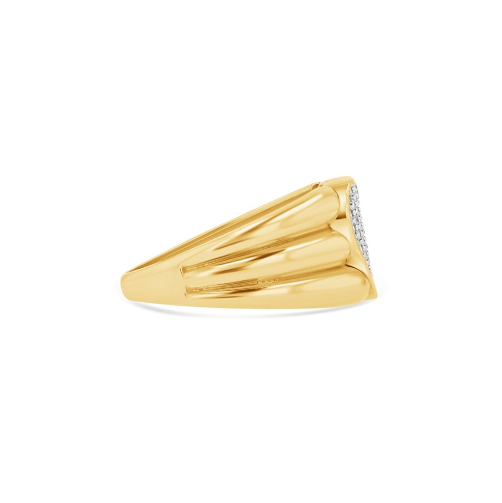 14K Two-Tone Pavé Heart Signet Ring