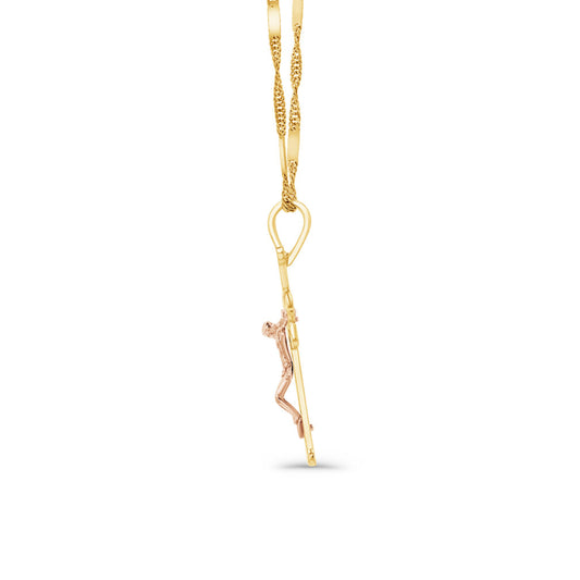 14K Two-Tone Gold Antique Style Cross Crucifix Pendant