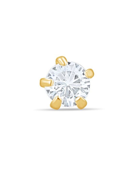 14K Gold Simple Cubic Zirconia Studs