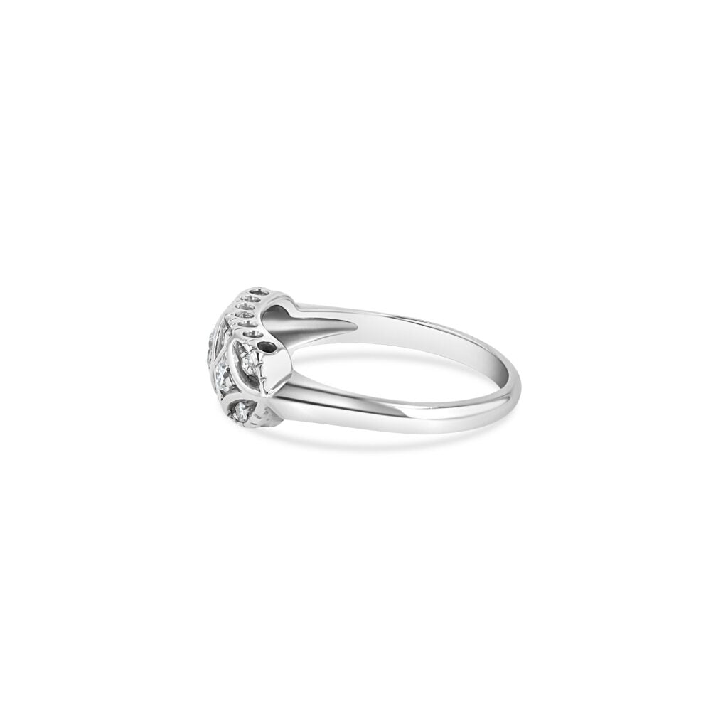 14K White Gold X-Motif Antique Style Ring