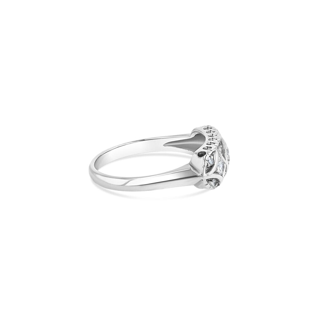 14K White Gold X-Motif Antique Style Ring
