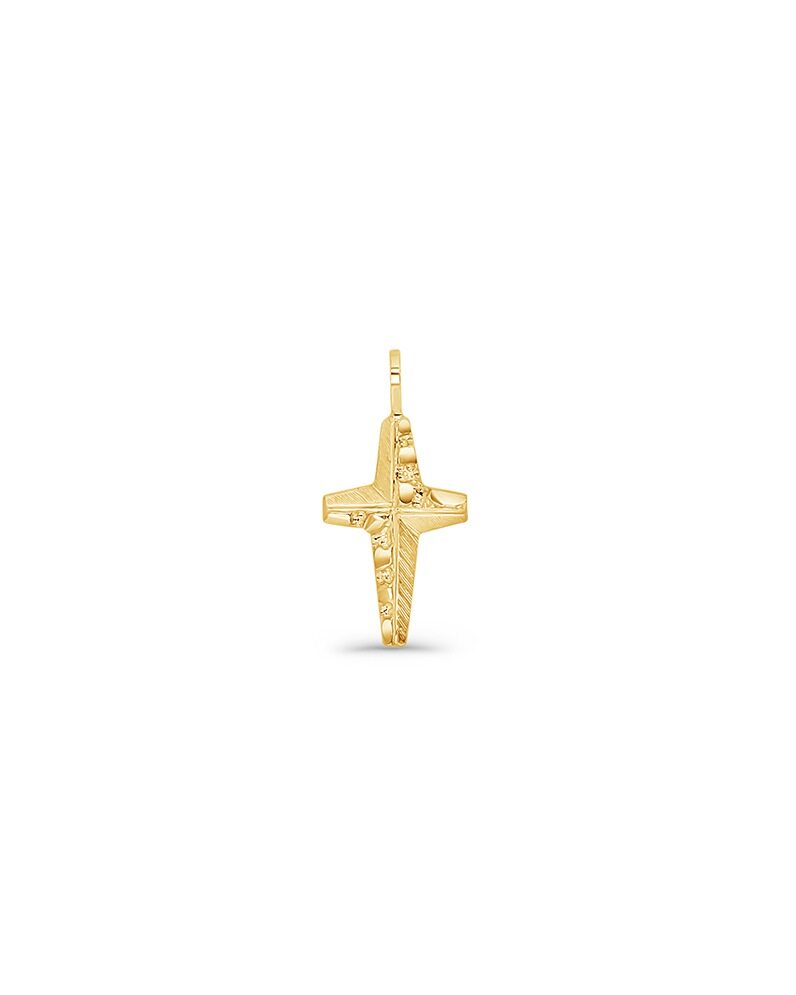 14K Gold Nugget Cross Pendant