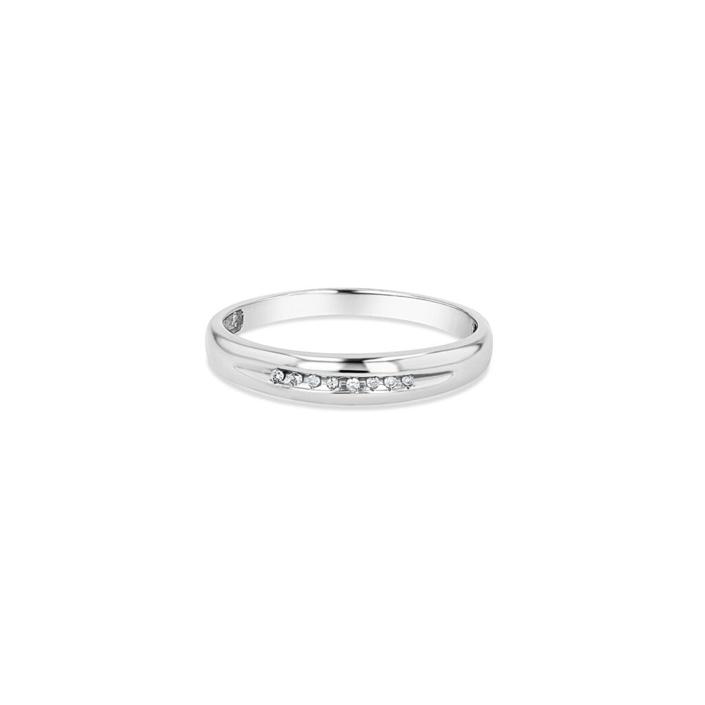 14K White Gold Simple Single Lane Band