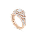 Rose Gold Princess Hidden Halo Unique Engagement Ring