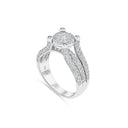 White Gold Round Pave Cathedral Engagement Ring