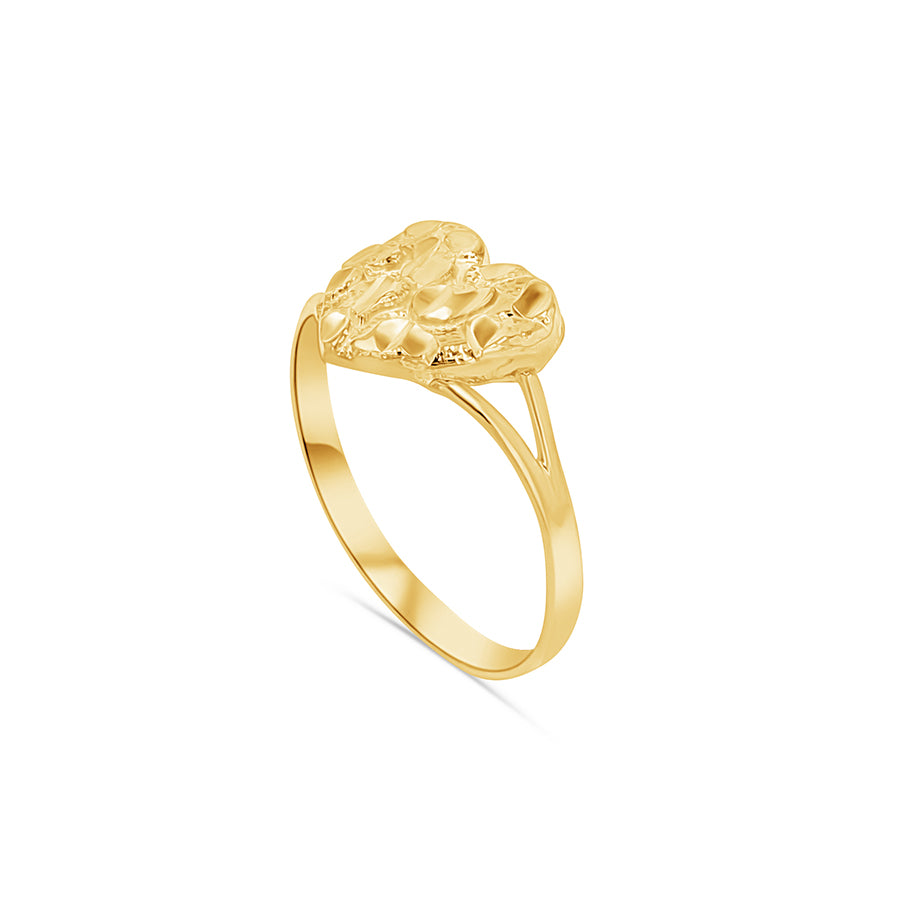10K Gold Small Nugget Heart Ring