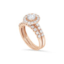 Rose Gold Round Halo Pave Engagement Ring
