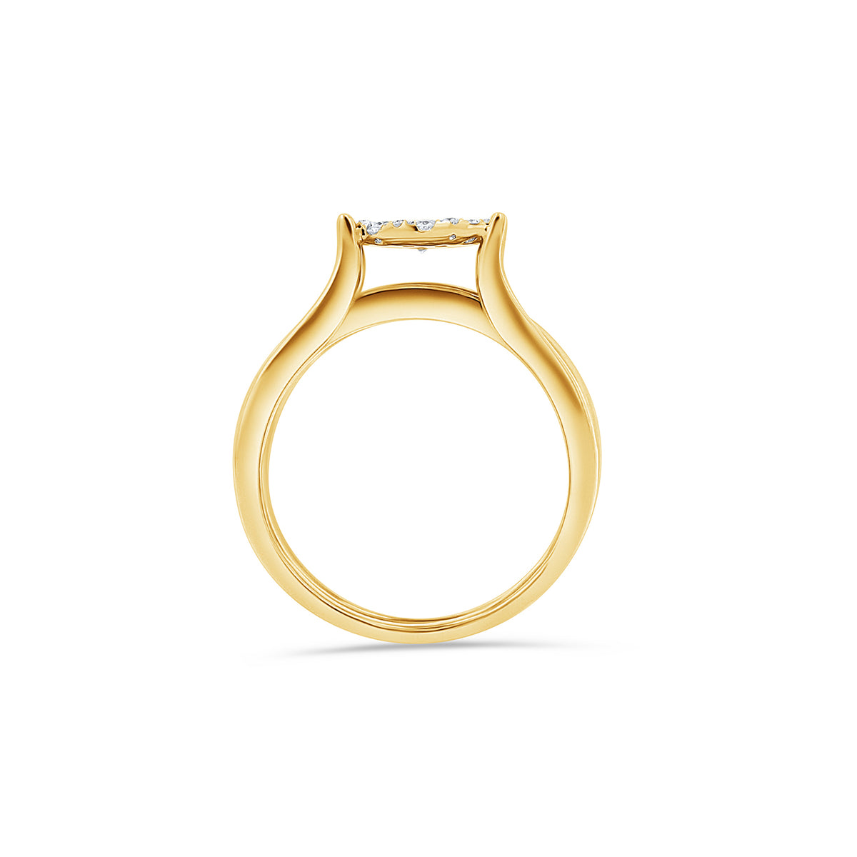 14K Gold Round Cluster Engagement Ring Set