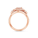 Rose Gold Princess Hidden Halo Unique Engagement Ring
