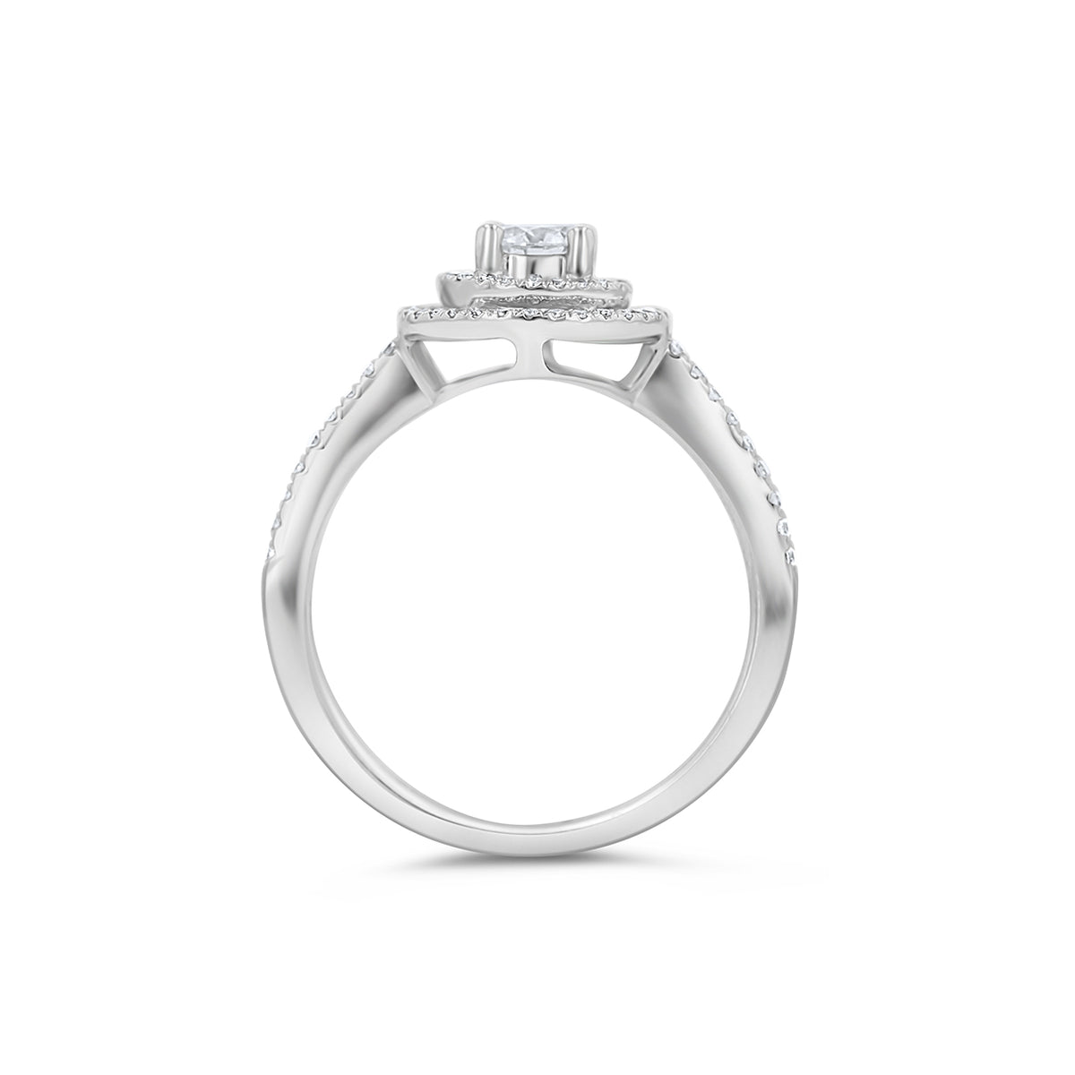 14K White Gold Round Halo Engagement Ring