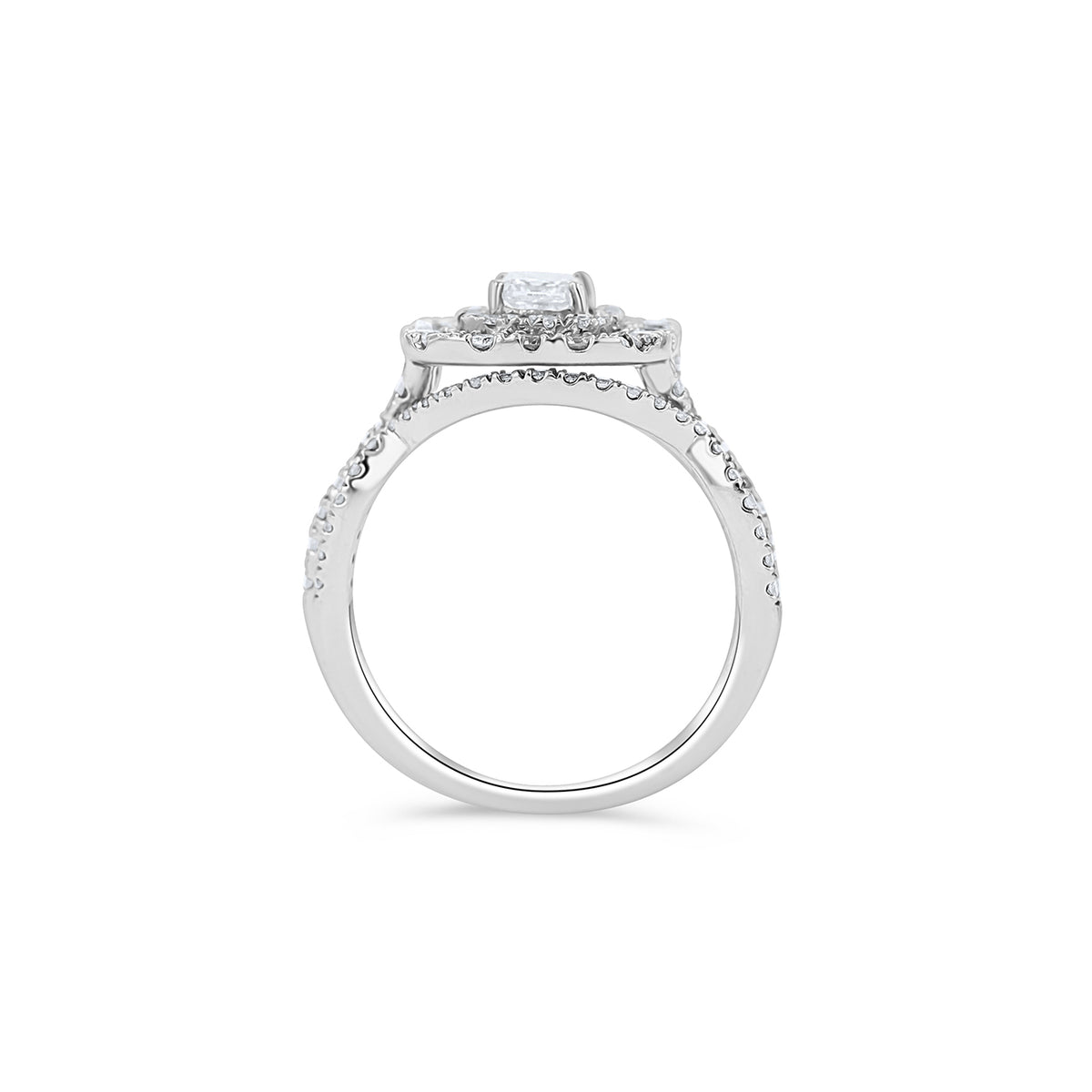 14K White Gold Princess Hidden Halo Split Shank Engagement Ring