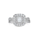 White Gold Princess Hidden Halo Split Shank Engagement Ring