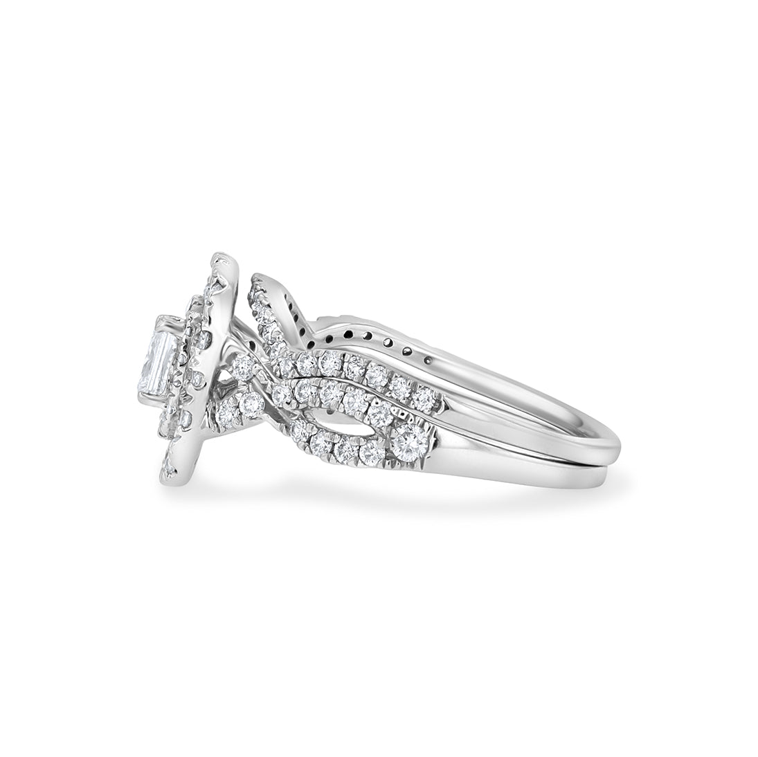 14K White Gold Princess Hidden Halo Split Shank Engagement Ring