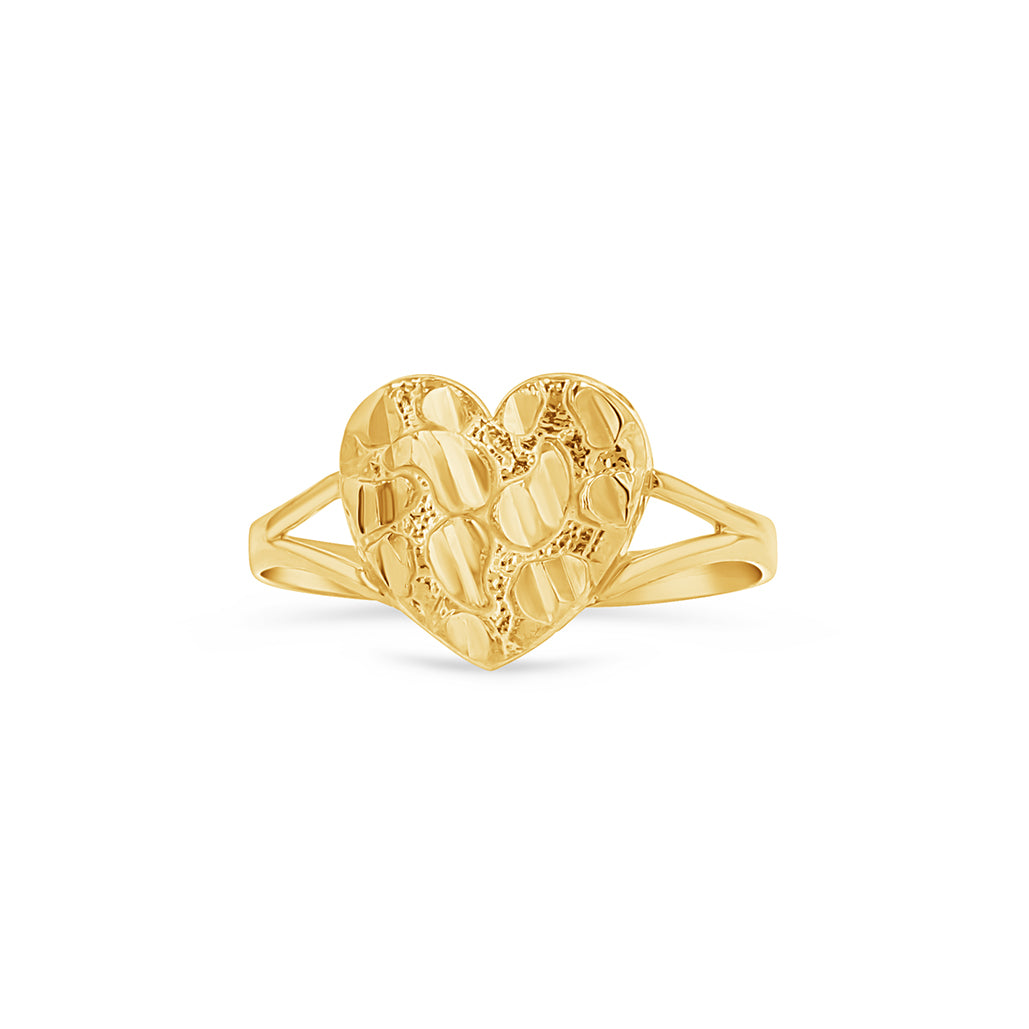10K Gold Small Nugget Heart Ring