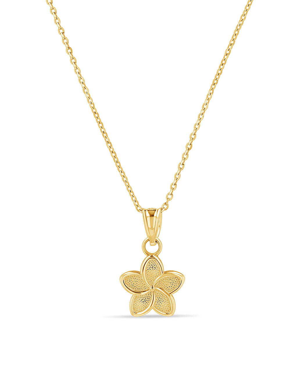 14K Gold Hawaiian Plumeria Flower Pendant