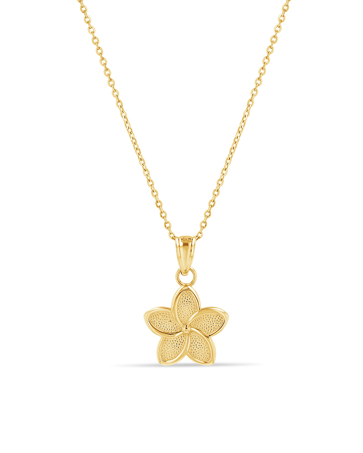 14K Gold Hawaiian Plumeria Flower Pendant