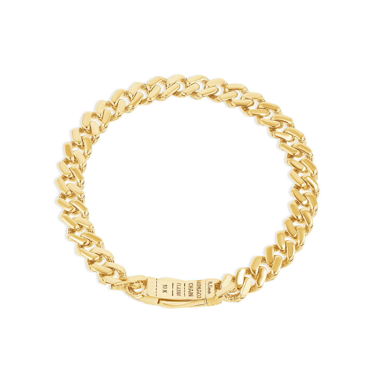 10K Gold Alternating Pave Monaco Miami Cuban Bracelet