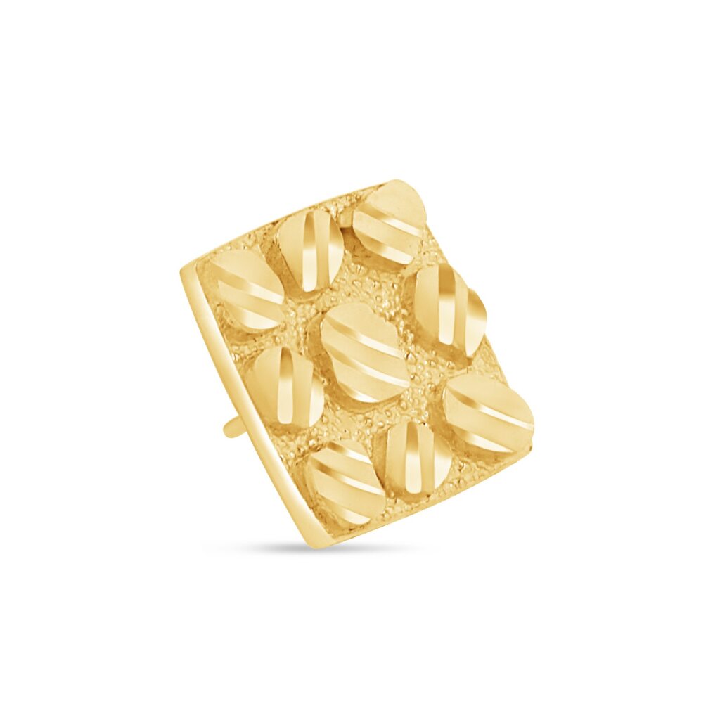 10K Gold Nugget Square Stud Earrings