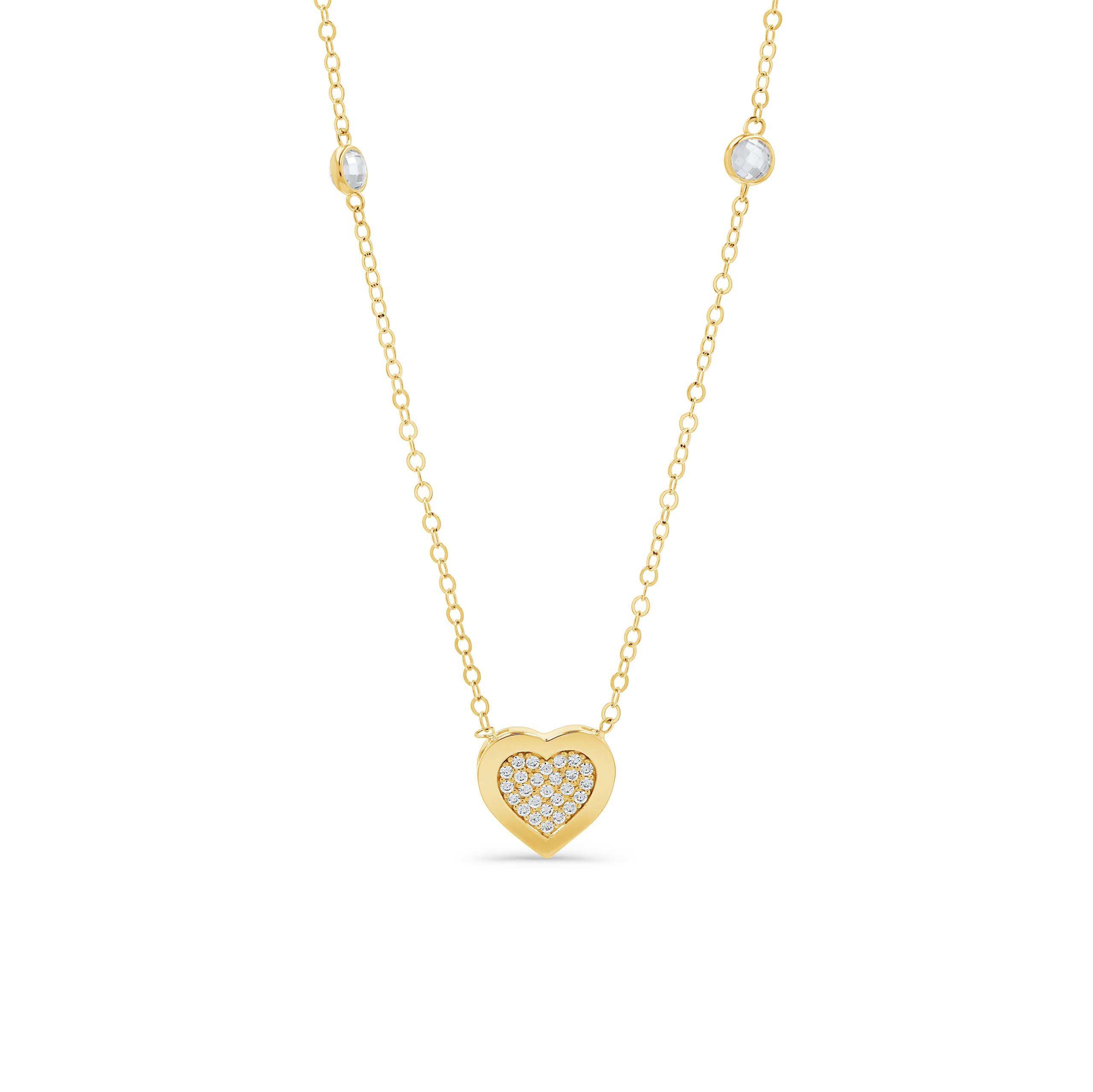Pavé Heart Station Choker Necklace 4.5g.