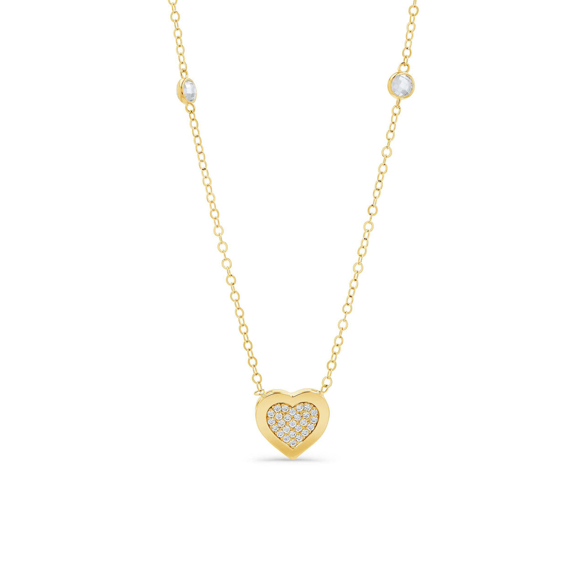 Pavé Heart Station Choker Necklace 4.5g.