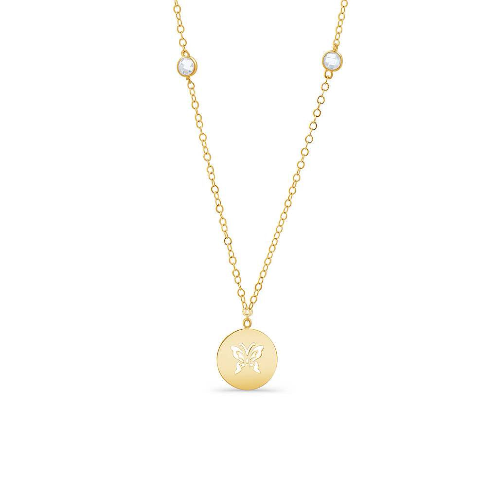 Butterfly Medallion Choker Necklace 4.6g.