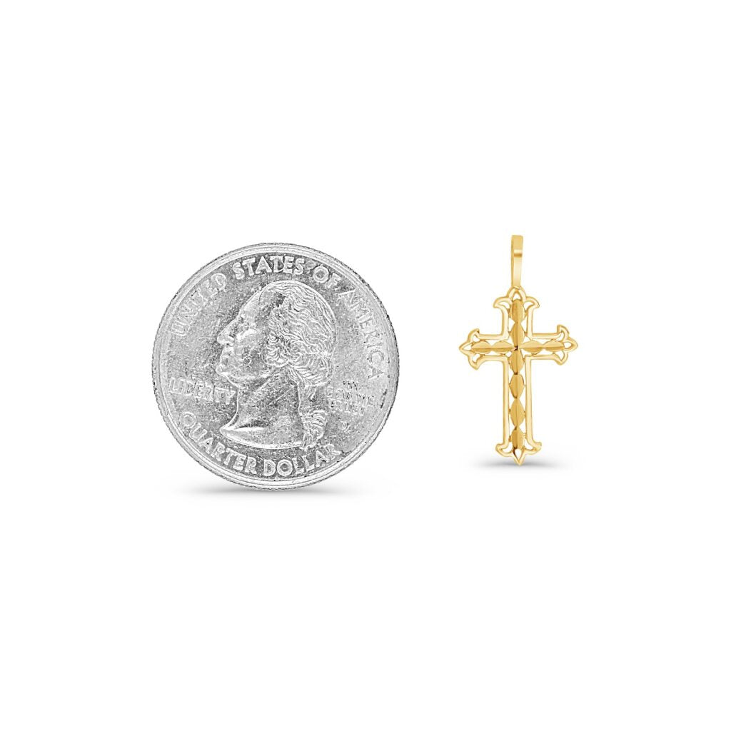 14K Gold Modern Cross Pendant
