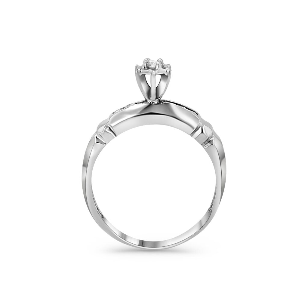 14K White Gold Antique Style Channel Engagement Ring