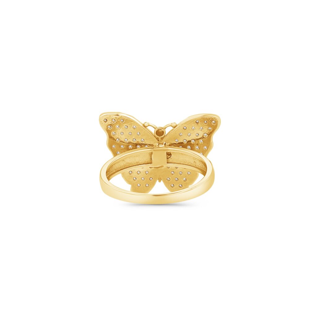 14K Gold Pavé Butterfly Ring