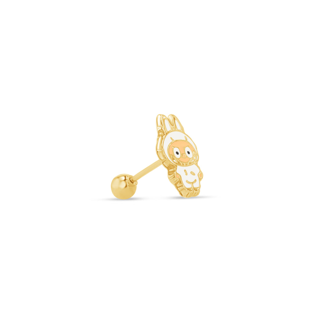 14K Gold Labubu Earrings White