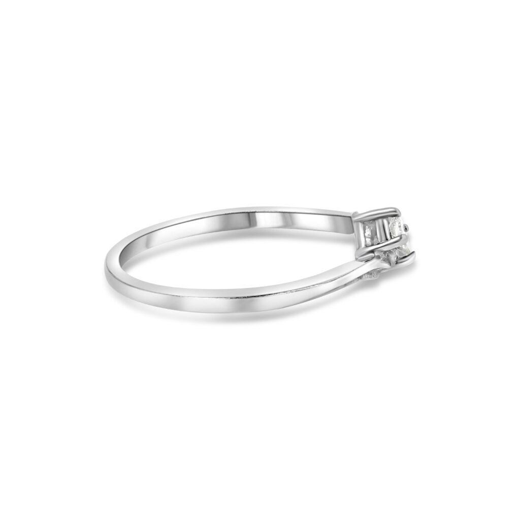14K White Gold Dainty Princess Solitaire Ring