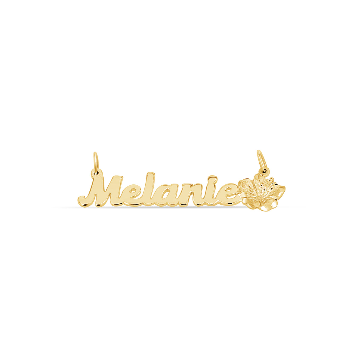 Gold Hibiscus Flower Name Pendant