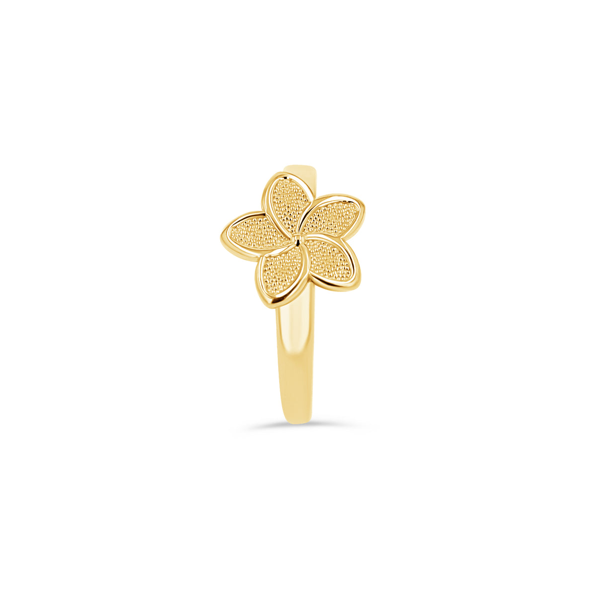 14K Gold Plumeria Flower Ring