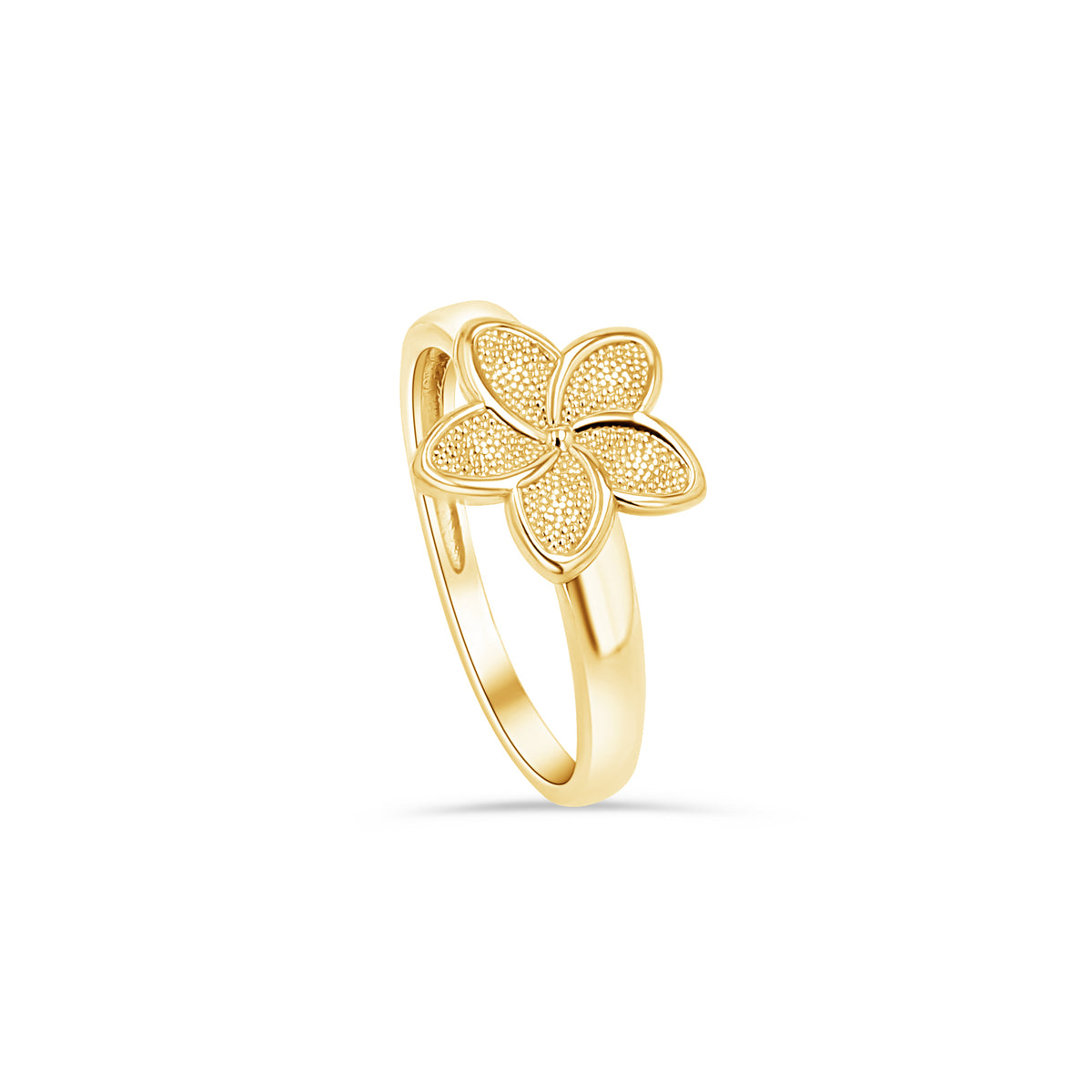 14K Gold Plumeria Flower Ring