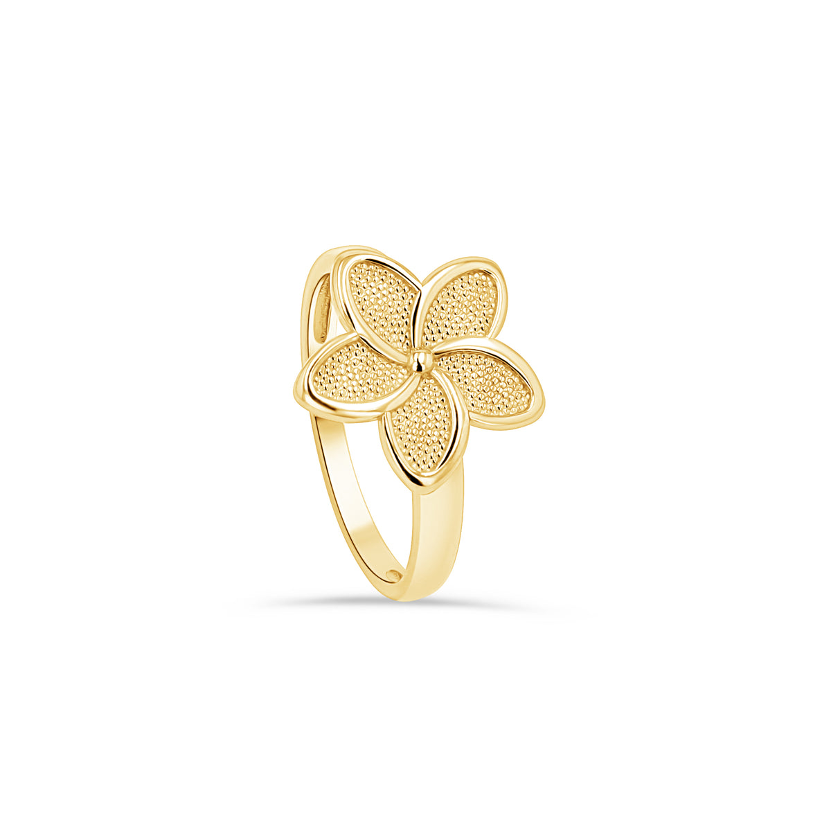 14K Gold Plumeria Flower Ring